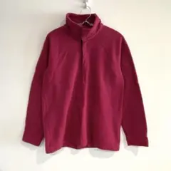 【ユニクロ】フリースプルオーバー ハーフボタン 長袖 無地 シンプル M