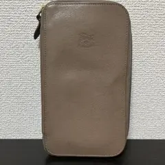 IL BISONTE イルビゾンテ ラウンドファスナー 長財布 ブラウン グレー