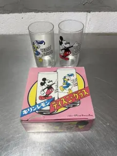 ミッキーマウス ドナルドダック ガラスコップ 2個セット 未使用品