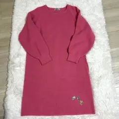YOU VISAGE ピンクニットワンピース ✨Fサイズ✨ワッペン付き✨