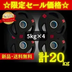 ★新品・送料無料★バーベルプレート計20kgセット(5kg×4枚) ラバー