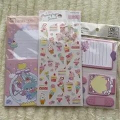 レターセット レトロファンシー シール スイーツ　付箋 3点セット