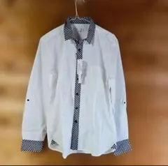 【CANDY FANTASYホワイト 長袖シャツ チェック柄襟