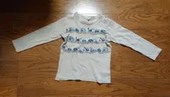 ベージュ 車 プリント 長袖Tシャツ