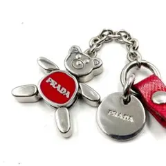 《超美品》 PRADA プラダ キーホルダー ベアー クマ レザー シルバー金具