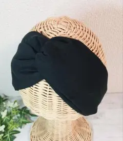 ハンドメイド　クロスターバン　柔らかハーフリネン　ブラック