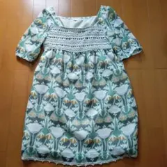 花柄レースディテール半袖チュニックのサムネイル