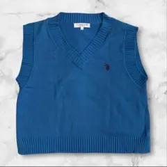 【美品】ユーエスポロアッスン　ブルー　ニットベスト　カジュアルアイテムのサムネイル
