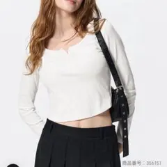 コットンブレンドリブクロップドヘンリーT(長袖)(ドライ)