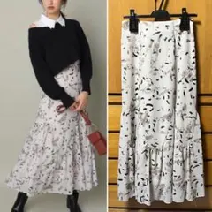 未使用　リランドチュール　幾何シフォンプリントスカート