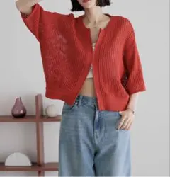 LOWRYS FARM メッシュZIPカーディガン