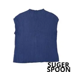 美品！SUGER SPOON リブニット　ノースリーブ　ネイビー　フリーサイズのサムネイル