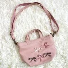 tocca トッカバンビーニ キャンバス ショルダーバッグ リボン ピンク