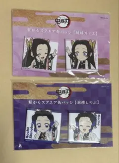 鬼滅の刃 胡蝶カナエ 胡蝶しのぶ 繋がるスクエア缶バッジ 2点セット