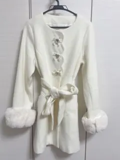 リズリサ LIZLISA コート ファーセット 白色 可愛い 花柄 ポッケリボン