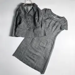 コムサイズム　シルク　ツイード　ジャケット　ワンピース　セット　グレー　M
