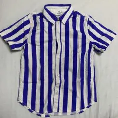H&M 半袖シャツ 青と白のストライプ