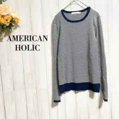 【AMERICAN HOLICアメリカンホリック】ボーダー リブニットカットソー