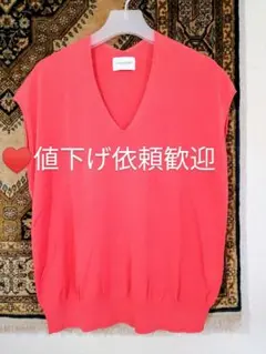 UNITED ARROWS♥コーラルピンク コットンノースリーブニット