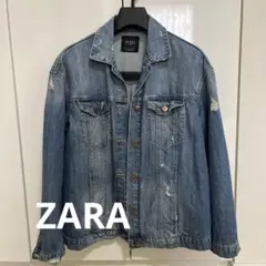 ZARA ダメージ加工 デニムジャケット ライトブルー