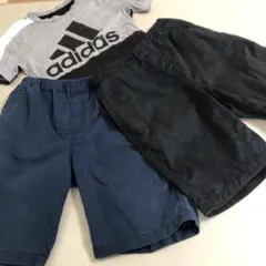 【処分予定】ユニクロ　ネイビー ハーフパンツ adidas アディダス　140
