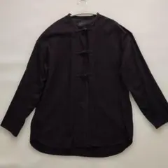 【匿名配送】濃紺 チャイナボタン 微起毛 シャツジャケット 長袖のサムネイル