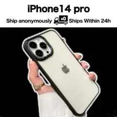 【iPhone14pro】スマホケース シンプル 透明 耐衝撃 韓国 ブラック