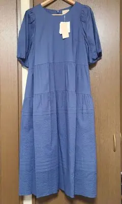 近年【美品✨】ローズティアラ　レースワンピース ロング 七分袖 紺色 XL 近年【美品✨】ローズティアラ レースワンピース ロング 七分袖 紺色