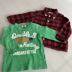 Double.B ロングスリーブ Tシャツ 80ミキハウス　チェックブラウス