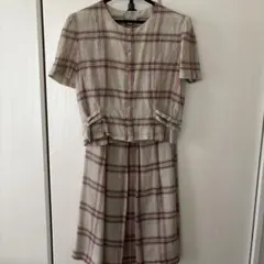 bullさま専用　ヨークランド　麻90% チェック柄リネンセットアップ