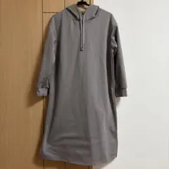 マタニティ 裏起毛 パーカーワンピース(M〜L)授乳口付き グレー 産前産後