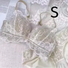 下着2508イエローベージュS 楽ブラ ノンワイヤーブラ ブラショーツセット