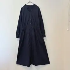 アーバンリサーチ シャツワンピース ロング 長袖　ネイビー 紺色　フリーサイズ