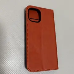 【新品】オレンジ手帳型 iPhone15 本革ケース 3カードポケット付