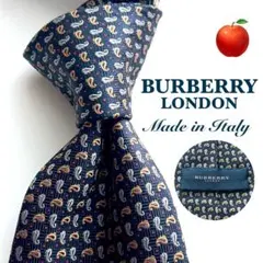✨美品✨バーバリー　ロンドン　ネクタイ　ネイビー　ページュ　ペイズリー　総柄