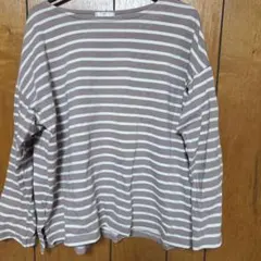 シネマクラブ ボーダー 長袖 カットソー ゆったり グレー（M）