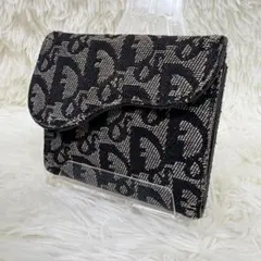 DIOR ディオール 二つ折り財布 トロッター サドル お札入れ キャンバス