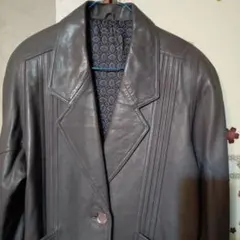 最終値下げレアカラー革コート　パープルカラー