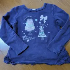 MezzoPiano ケーキの刺繍 トレーナー ネイビー