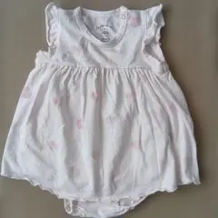 ジェラートピケ　ピンク ハート柄ロンパース 70-80