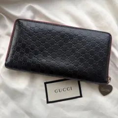 【美品】GUCCI グッチ マイクロシマ 長財布 ブラック×レッド