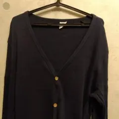 トップス リブVカーディガン 長袖 160 ネイビー