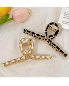 ゴールドチェーンデザイン バレッタヘアクリップ レディース ヘアアクセサリー