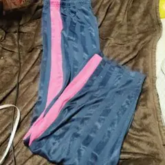 ネイビー/ピンク ストライプジャージパンツ