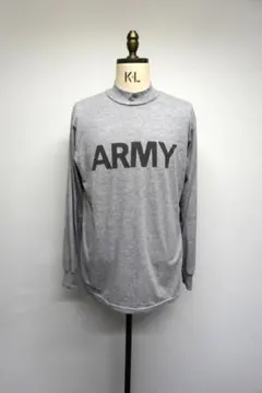 ◆US ARMY モックネック ロングスリーブ カットソー グレー アメリカ製のサムネイル