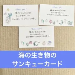 海の生き物のサンキューカード