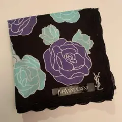 Yves Saint Laurent バラ柄ハンカチ 新品未使用　サンローラン