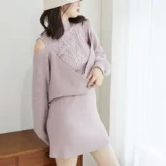 MAJESTIC LEGON オープンショルダーミニニットワンピ