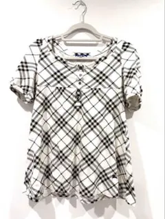 バーバリー ブルーレーベル チェック柄 半袖 カットソー Tシャツ 38 清楚系