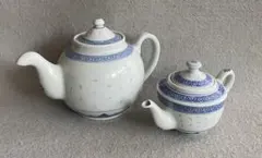 【中国・景徳鎮】蛍焼／ポット・茶壺のセット